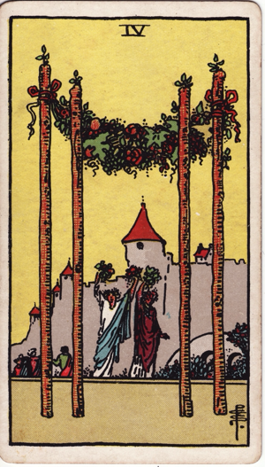 Cuatro de Bastos significado en tarot