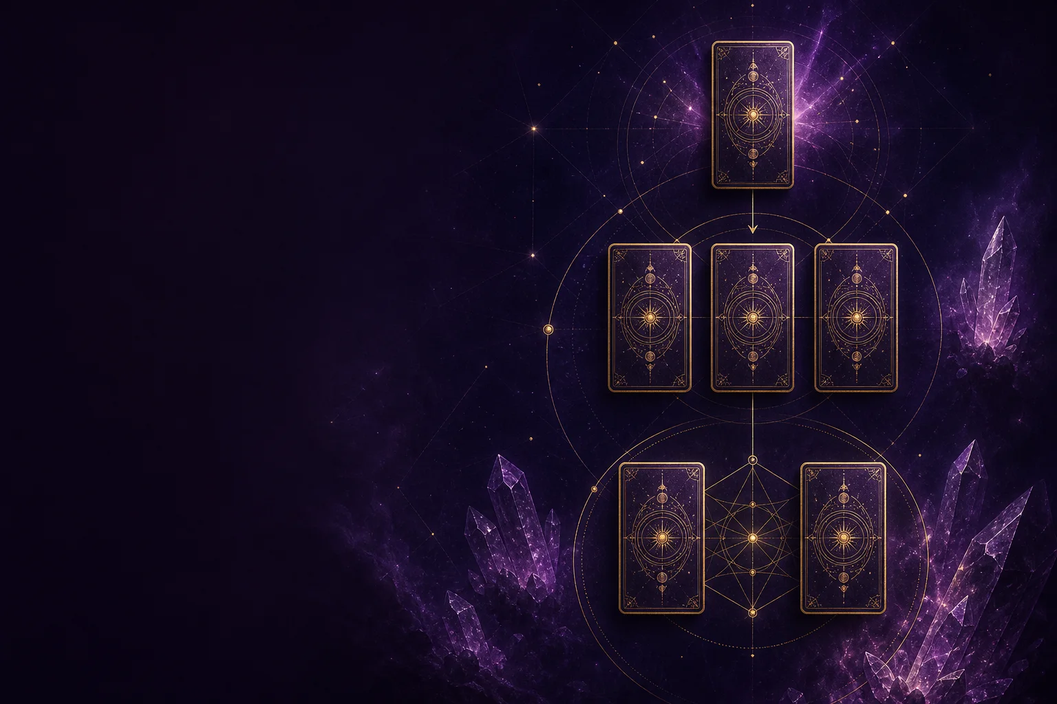 Cartas conectadas dentro de una tirada de tarot